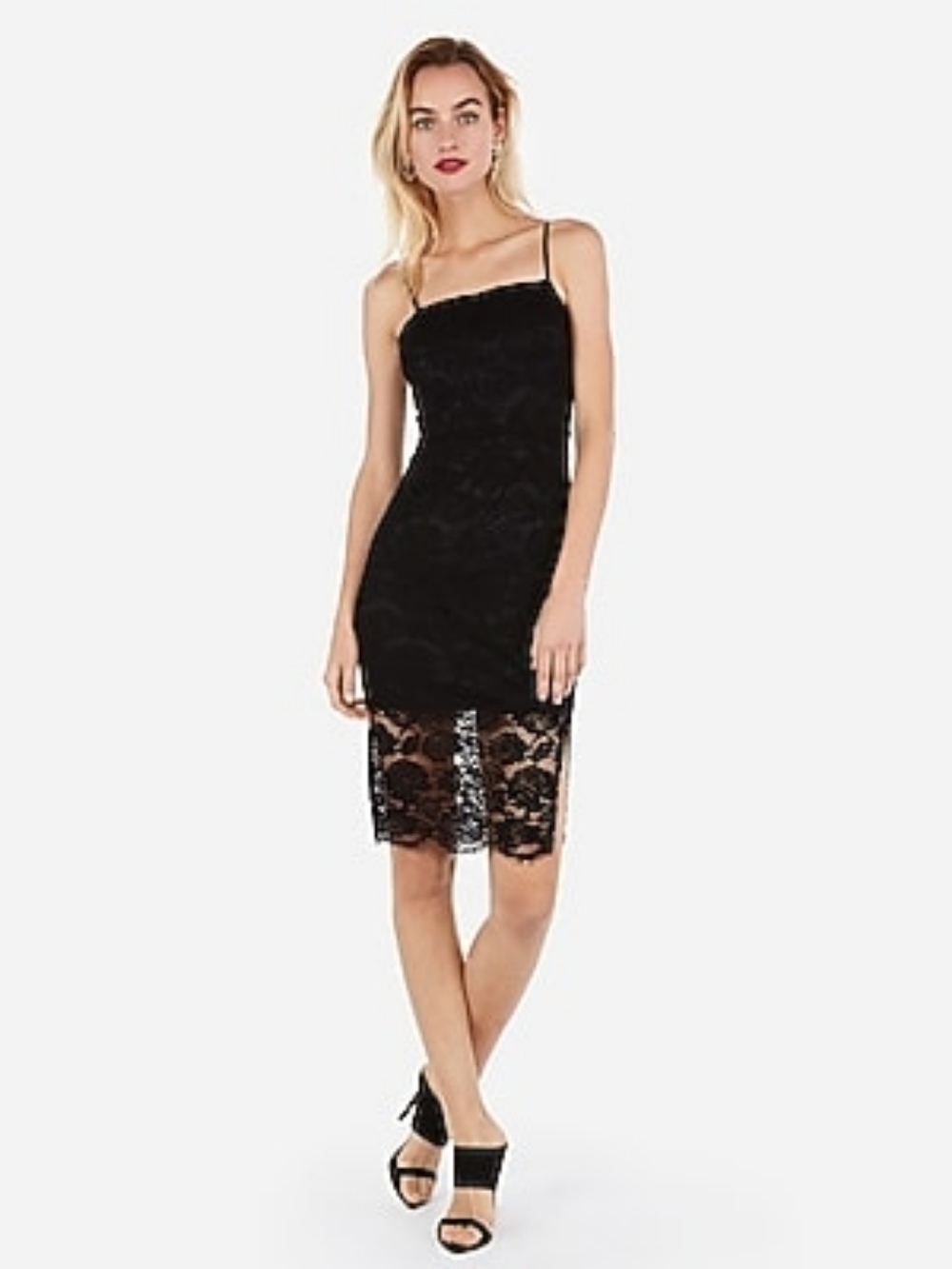 Express Black Lace Midi Dress